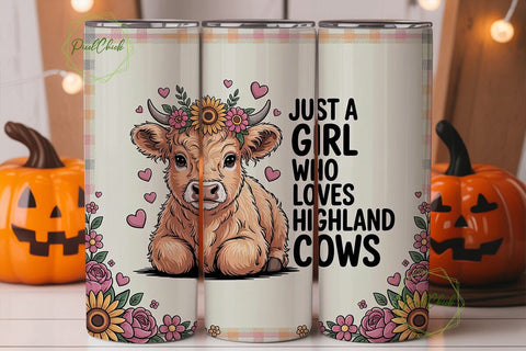 Highland Cow Calf 20oz Tumbler Wrap Sublimation PixelChick 