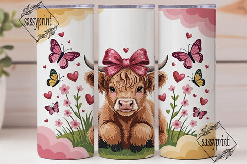 Highland Cow Calf 20oz Tumbler Wrap Sublimation sassyprint 