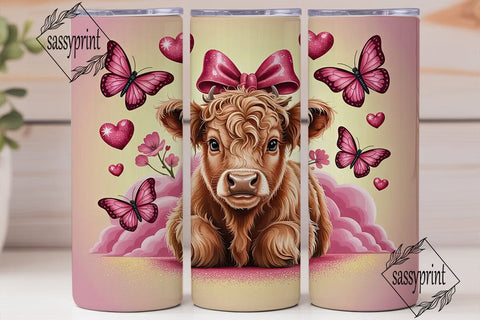 Highland Cow Calf 20oz Tumbler Wrap Sublimation sassyprint 