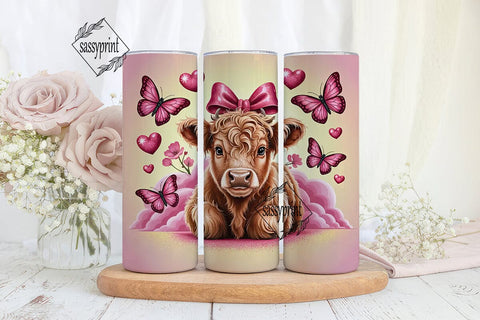 Highland Cow Calf 20oz Tumbler Wrap Sublimation sassyprint 