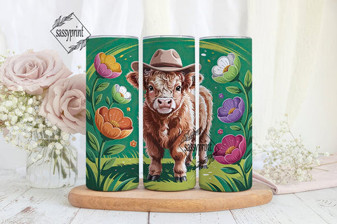 Highland Cow Calf 20oz Tumbler Wrap Sublimation sassyprint 