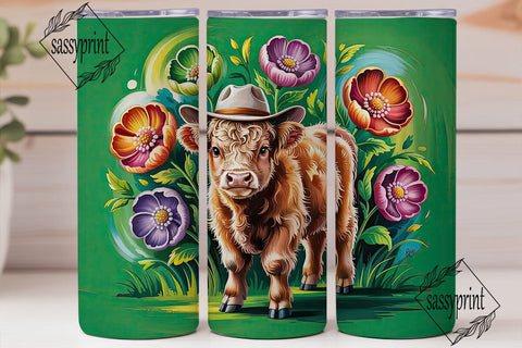 Highland Cow Calf 20oz Tumbler Wrap Sublimation sassyprint 