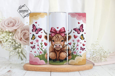 Highland Cow Calf 20oz Tumbler Wrap Sublimation sassyprint 