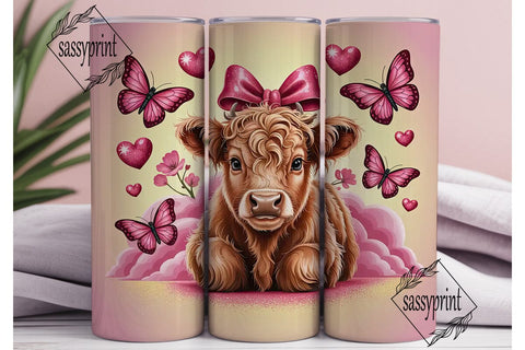 Highland Cow Calf 20oz Tumbler Wrap Sublimation sassyprint 