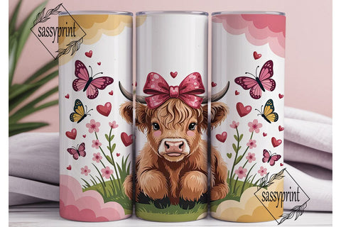 Highland Cow Calf 20oz Tumbler Wrap Sublimation sassyprint 