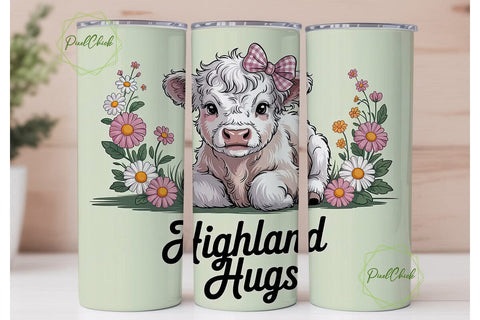Highland Cow Calf Tumbler Wrap Sublimation PixelChick 