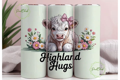 Highland Cow Calf Tumbler Wrap Sublimation PixelChick 