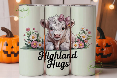 Highland Cow Calf Tumbler Wrap Sublimation PixelChick 