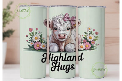 Highland Cow Calf Tumbler Wrap Sublimation PixelChick 