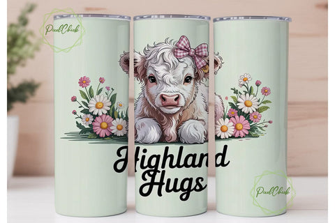 Highland Cow Calf Tumbler Wrap Sublimation PixelChick 