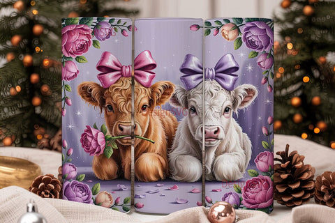 Highland Cow Calves 20oz Tumbler Wrap Sublimation DesignSVG 