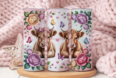 Highland Cow Calves 20oz Tumbler Wrap Sublimation DesignSVG 