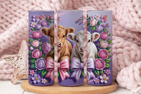 Highland Cow Calves 20oz Tumbler Wrap Sublimation DesignSVG 