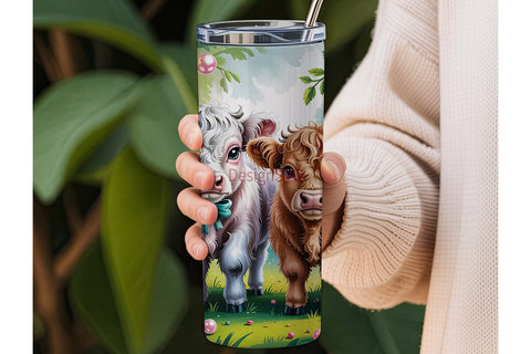 Highland Cow Calves 20oz Tumbler Wrap Sublimation DesignSVG 