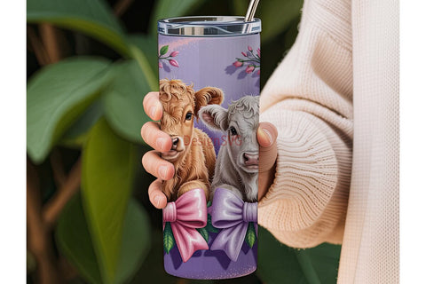 Highland Cow Calves 20oz Tumbler Wrap Sublimation DesignSVG 