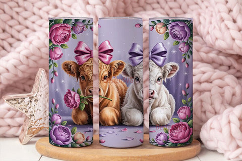 Highland Cow Calves 20oz Tumbler Wrap Sublimation DesignSVG 