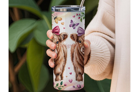 Highland Cow Calves 20oz Tumbler Wrap Sublimation DesignSVG 