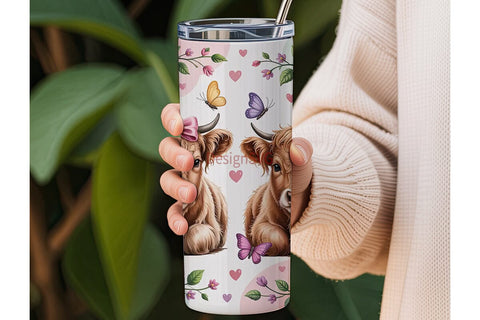 Highland Cow Calves 20oz Tumbler Wrap Sublimation DesignSVG 