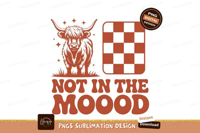Highland cow checkerboard graphic bull horns Sublimation Designangry 