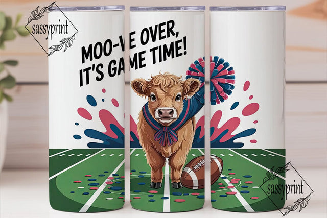 Highland Cow Cheerleader 20oz Tumbler Sublimation sassyprint 