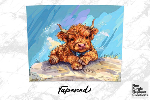 Highland Cow Chill Summer Bowtie Sublimation Tumbler Wrap Sublimation Fine Purple Elephant Creations 