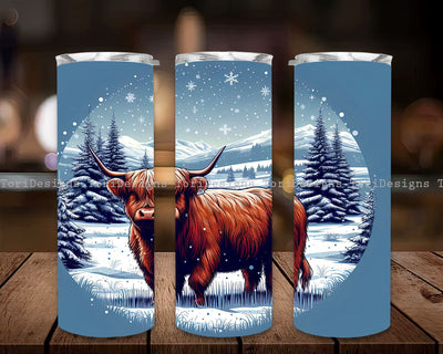 Highland Cow Christmas 20oz Skinny Tumbler Sublimation Design, Christmas Highland Cow Tumbler PNG Instant Digital Download Sublimation ToriDesigns 