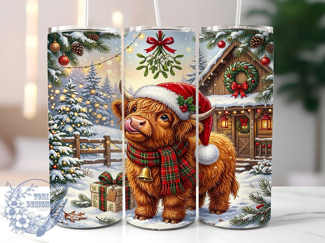 Highland Cow Christmas 20oz Tumbler, Highland Cow Xmas, Christmas Highland, Highland Cow Tumbler, Christmas Cow Wrap, 20oz Tumbler Wrap, Christmas Tumbler, Highland Cow PNG Sublimation ToriDesigns 
