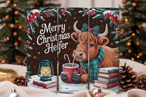 Highland Cow Christmas 20oz Tumbler Sublimation DesignSVG 