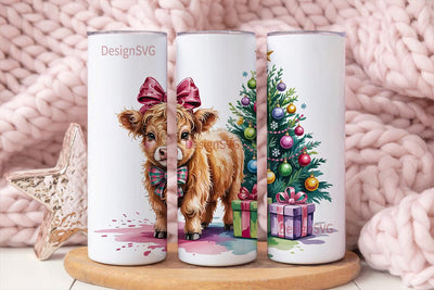 Highland Cow Christmas 20oz Tumbler Sublimation DesignSVG 