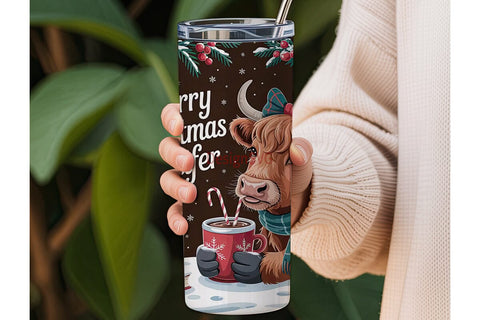 Highland Cow Christmas 20oz Tumbler Sublimation DesignSVG 