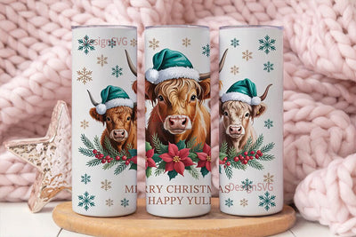 Highland Cow Christmas 20oz Tumbler Sublimation DesignSVG 