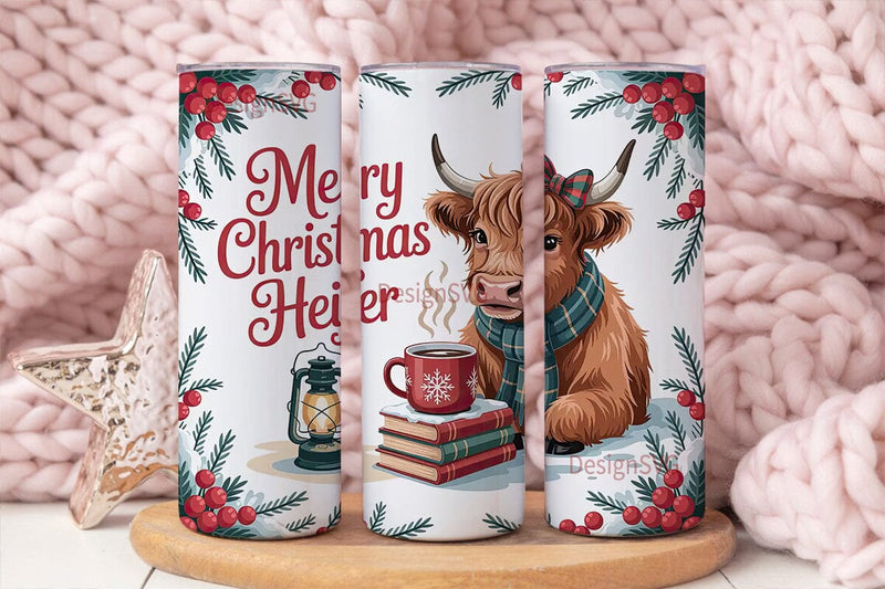 Highland Cow Christmas 20oz Tumbler Sublimation DesignSVG 