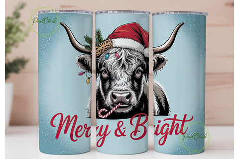Highland Cow Christmas 20oz Tumbler Sublimation PixelChick 