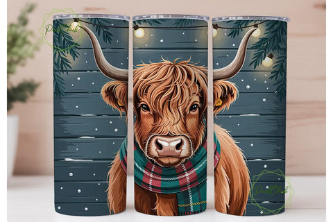 Highland Cow Christmas 20oz Tumbler Sublimation PixelChick 