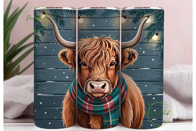 Highland Cow Christmas 20oz Tumbler Sublimation PixelChick 
