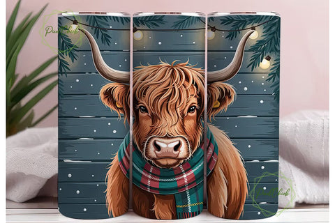 Highland Cow Christmas 20oz Tumbler Sublimation PixelChick 