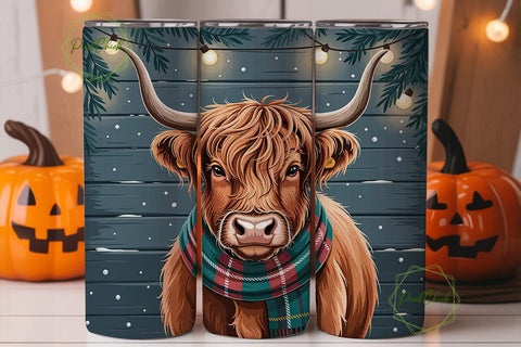 Highland Cow Christmas 20oz Tumbler Sublimation PixelChick 