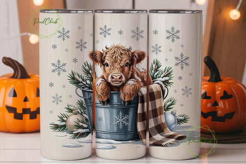 Highland Cow Christmas 20oz Tumbler Sublimation PixelChick 