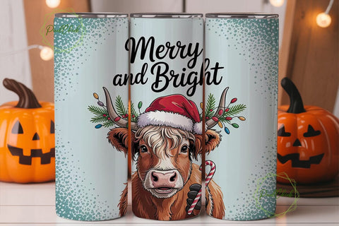 Highland Cow Christmas 20oz Tumbler Sublimation PixelChick 