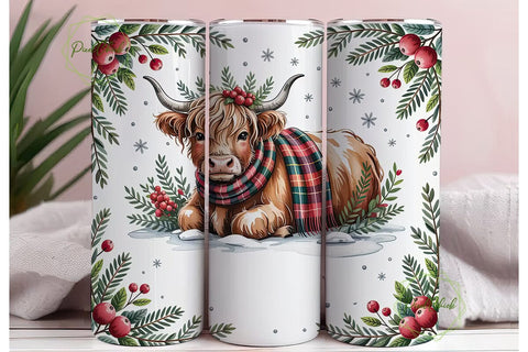 Highland Cow Christmas 20oz Tumbler Sublimation PixelChick 