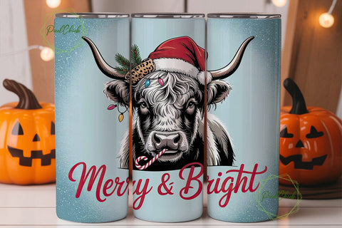 Highland Cow Christmas 20oz Tumbler Sublimation PixelChick 