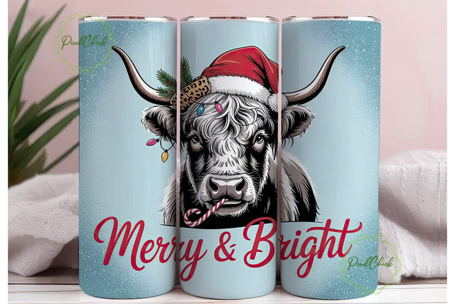 Highland Cow Christmas 20oz Tumbler Sublimation PixelChick 