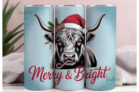 Highland Cow Christmas 20oz Tumbler Sublimation PixelChick 