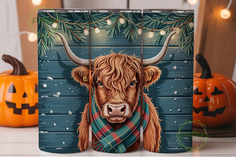 Highland Cow Christmas 20oz Tumbler Sublimation PixelChick 
