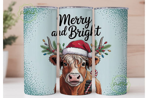 Highland Cow Christmas 20oz Tumbler Sublimation PixelChick 