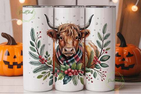 Highland Cow Christmas 20oz Tumbler Sublimation PixelChick 