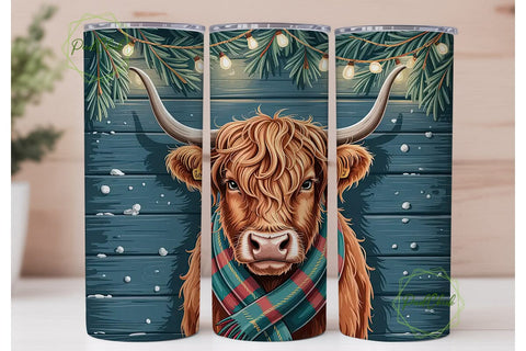 Highland Cow Christmas 20oz Tumbler Sublimation PixelChick 