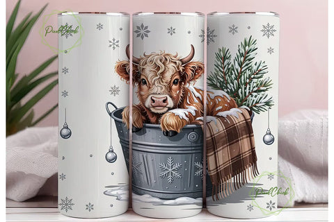 Highland Cow Christmas 20oz Tumbler Sublimation PixelChick 