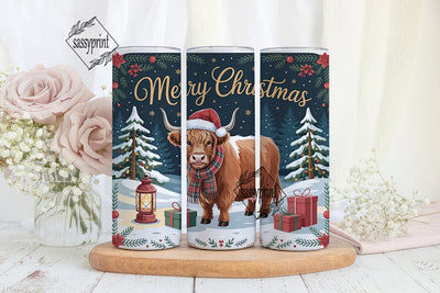 Highland Cow Christmas 20oz Tumbler Sublimation sassyprint 
