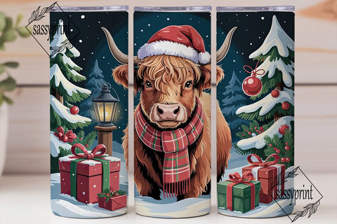 Highland Cow Christmas 20oz Tumbler Sublimation sassyprint 